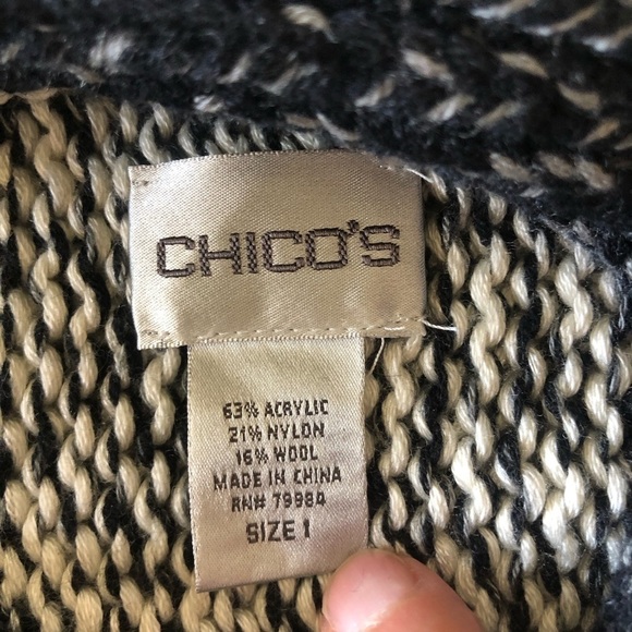 Chico's Cardigan Womens Colorblock Dolman Sleeve Chunky Knit Button Sweater Sz 1 - Picture 7 of 10